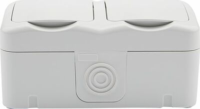Kranz KR-78-0607 Блок горизонтальный 2 розетки (керамика) Mini OG IP54 с/з, о/у, белый KRANZ