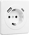 Kranz KR-78-0704-1 Розетка ROUND 1-ая с/з с/у з/ш 16А с USB A+C быстрой зарядки 5В/3А перламутр KRANZ