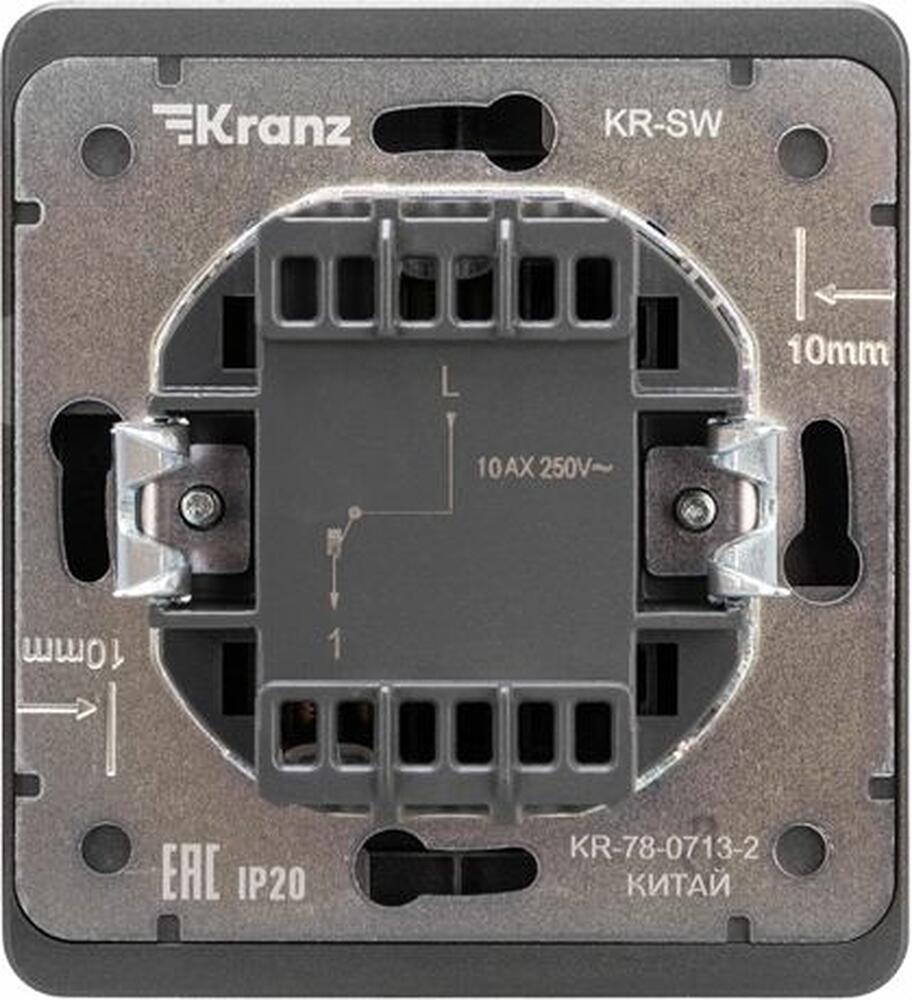 Kranz KR-78-0713-2 Выключатель ROUND 1 кл с подсветкой 10А с/у титан KRANZ