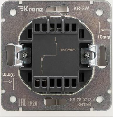 Kranz KR-78-0718-4 Выключатель STRONG 1 кл перекрестный (переключатель) с подсветкой 10А с/у жемчуг KRANZ