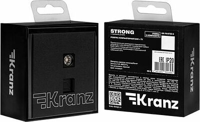 Kranz KR-78-0722-5 Розетка STRONG компьютерная RJ45 кат6 + TV с/у антрацит KRANZ