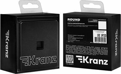 Kranz KR-78-0724-3 Розетка ROUND компьютерная RJ45 кат6 с/у оникс KRANZ