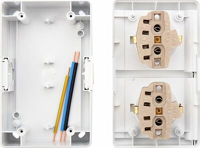 Kranz KR-78-0803 Блок горизонтальный 2 розетки (керамика) INDUSTRIAL IP54 с/з, о/у, белый KRANZ