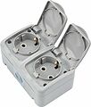 Kranz KR-78-0806 Блок горизонтальный 2 розетки Mini OG IP54 с/з, о/у, серый KRANZ