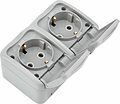 Kranz KR-78-0806 Блок горизонтальный 2 розетки Mini OG IP54 с/з, о/у, серый KRANZ