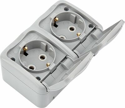 Kranz KR-78-0806 Блок горизонтальный 2 розетки Mini OG IP54 с/з, о/у, серый KRANZ