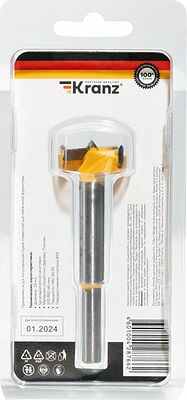 Kranz KR-91-0789 Сверло Форстнера по дереву, 25мм, цилиндрический хвостовик KRANZ