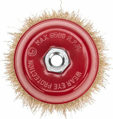 Kranz KR-91-1210 Щетка чашечная для УШМ, витая латунированная проволока, 125мм, М14 KRANZ