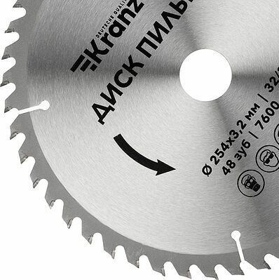 Kranz KR-92-0130 Диск пильный 254 мм х 48 зуб х 32/30 мм KRANZ