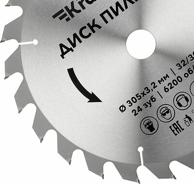Kranz KR-92-0134 Диск пильный 305 мм х 24 зуб х 32/30 мм KRANZ
