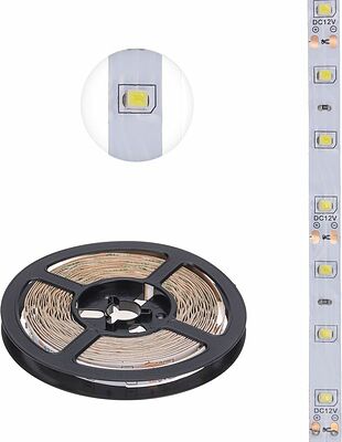 LAMPER 141-2013 Лента светодиодная 12В, SMD2835, 4,8Вт/м, 60 LED/м, 6500К, 8мм, 5м, для БП с клеммами, IP20 LAMPER