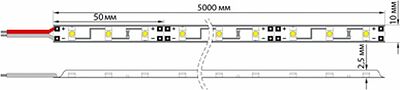 LAMPER 141-332 LED лента 5м открытая, 8 мм, IP23, SMD 2835, 60 LED/m, 12 V, цвет свечения желтый LAMPER