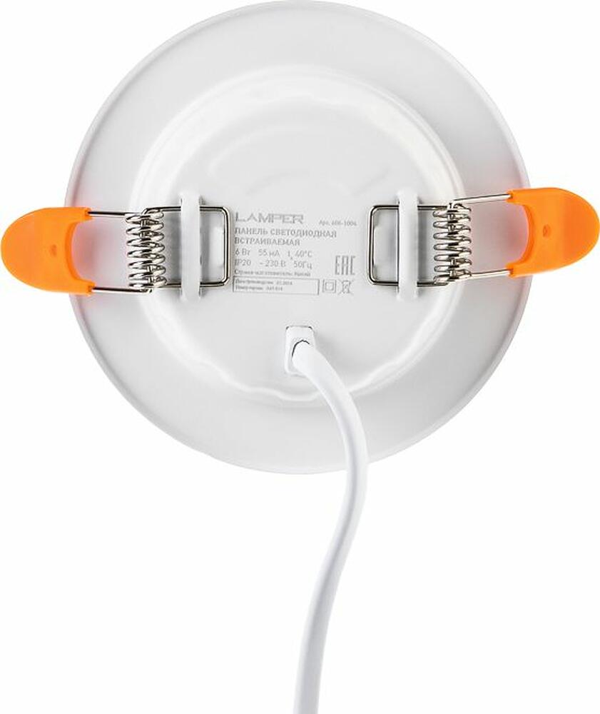 LAMPER 606-1004 Панель светодиодная встраиваемая круглая 6Вт 230В 4000К 420Лм 95мм белая IP20 LAMPER