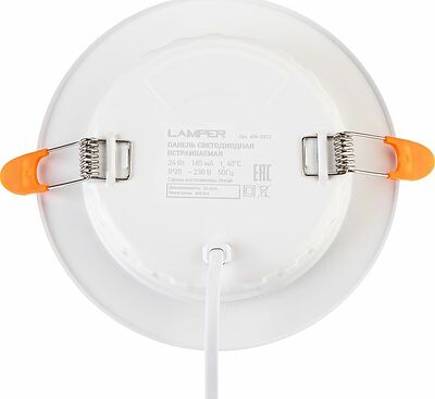 LAMPER 606-1012 Панель светодиодная встраиваемая круглая 24Вт 230В 4000К 1920Лм 220мм белая IP20 LAMPER