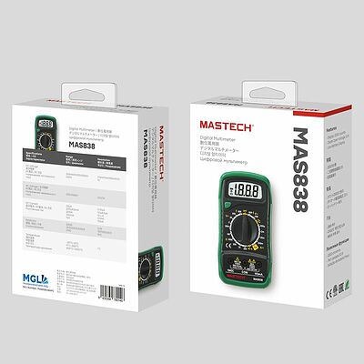 Mastech 13-2008 Портативный мультиметр MAS838 в кожухе с прозвонкой и измерением температуры MASTECH
