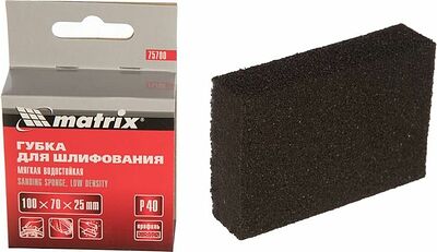 MATRIX 75702 губка для шлифования мягкая, 100 × 70 × 25 мм, P80