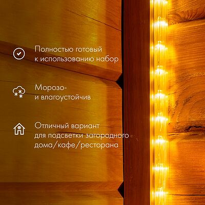 NEON-NIGHT 121-326-20 Дюралайт LED фиксинг (2W), 24 LED/м, теплый белый, 20 м