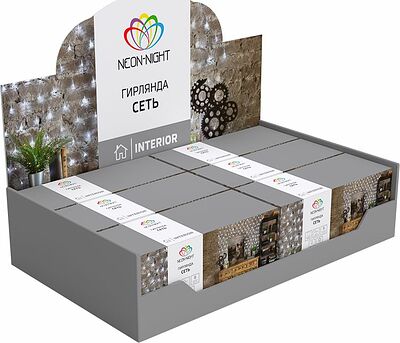 NEON-NIGHT 215-133 Гирлянда сеть 1,8х1,5м, прозрачный ПВХ, 180 LED, Синий