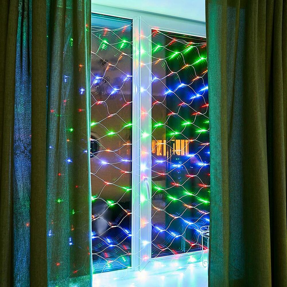 NEON-NIGHT 215-139 Гирлянда Сеть 1,8х1,5м, прозрачный ПВХ, 180 LED Мультиколор