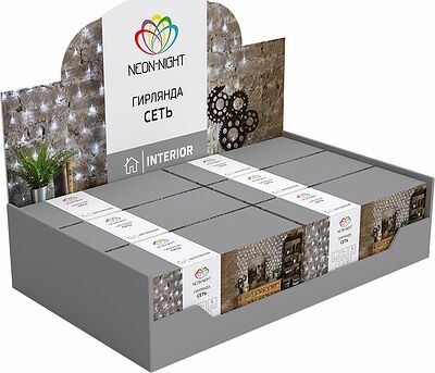 NEON-NIGHT 215-139 Гирлянда Сеть 1,8х1,5м, прозрачный ПВХ, 180 LED Мультиколор