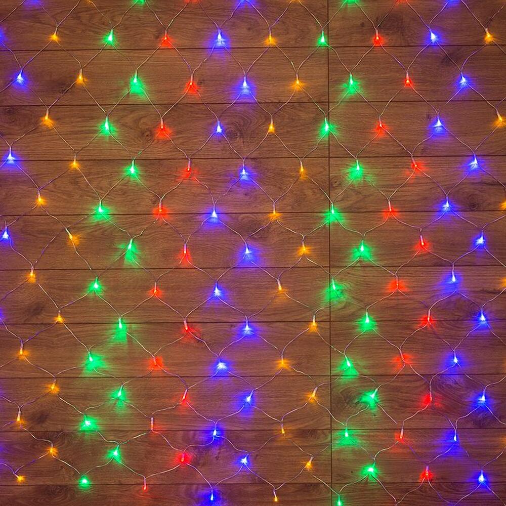 NEON-NIGHT 215-139 Гирлянда Сеть 1,8х1,5м, прозрачный ПВХ, 180 LED Мультиколор