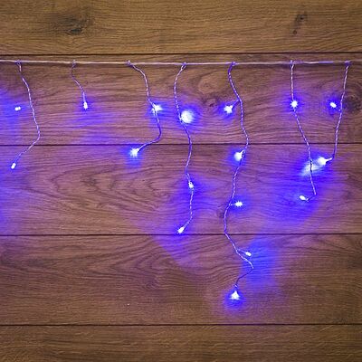 NEON-NIGHT 255-013 Гирлянда Бахрома (Айсикл), 1,8х0,5м, 48 LED СИНИЕ, прозрачный ПВХ, IP20, свечение с динамикой, 230В, не соединяется