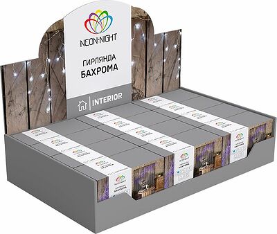 NEON-NIGHT 255-019 Гирлянда Бахрома (Айсикл), 1,8х0,5м, 48 LED МУЛЬТИКОЛОР, прозрачный ПВХ, IP20, свечение с динамикой, 230В, не соединяется ТОП