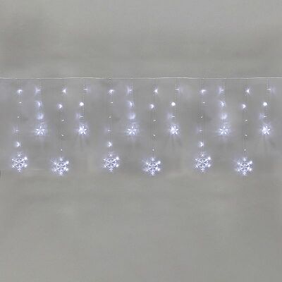 NEON-NIGHT 255-075 Гирлянда Бахрома со снежинками 2,4х0,9м, 150LED БЕЛЫЙ, прозрачный ПВХ, IP20, свечение с динамикой, 230В, не соединяется, с контроллером 8 режимов