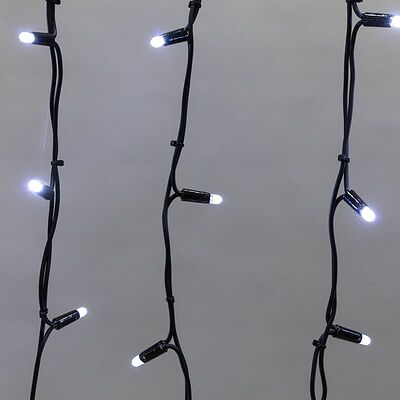 NEON-NIGHT 255-245 Гирлянда светодиодная Бахрома (Айсикл) 5,6x0,9м 240 LED БЕЛЫЙ черный каучук 3,3мм IP67 постоянное свечение 230В нужен блок 315-000 NEON-NIGHT