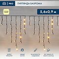 NEON-NIGHT 255-256 Гирлянда светодиодная Бахрома (Айсикл) 5,6x0,9м 240 LED ТЕПЛЫЙ БЕЛЫЙ черный каучук 3,3мм IP67 эффект мерцания 230В нужен блок 315-000 NEON-NIGHT