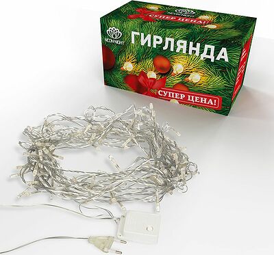 NEON-NIGHT 303-063 Гирлянда светодиодная универсальная 100 LED ТЕПЛЫЙ БЕЛЫЙ 10 метров, прозрачный ПВХ, с контроллером