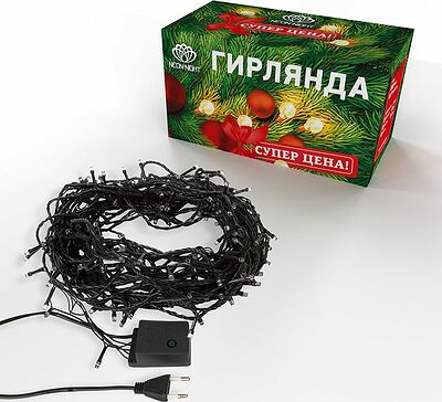 NEON-NIGHT 303-105 Гирлянда светодиодная универсальная 120 LED МУЛЬТИКОЛОР 12 метров с контроллером