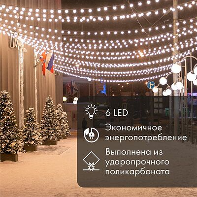 NEON-NIGHT 405-144 Лампа-шар светодиодная с патроном для кабеля Белт-Лайт, диаметр 45мм, 6 LED, 1Вт, ЗЕЛЕНЫЙ, зеленая колба, 230В NEON-NIGHT