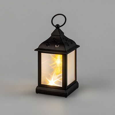 NEON-NIGHT 513-065 Декоративный фонарь 11х11х22,5 см, черный корпус, теплый белый цвет свечения с эффектом мерцания NEON-NIGHT