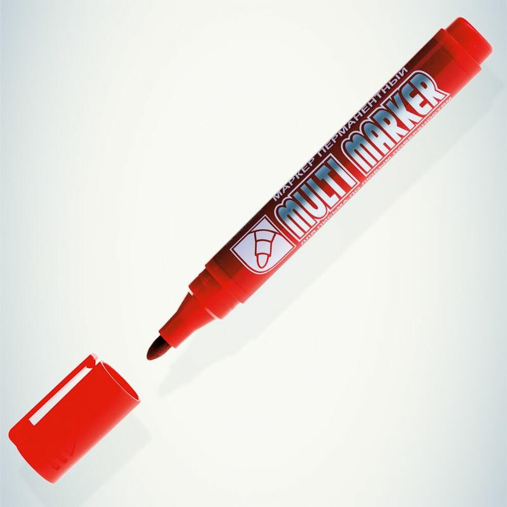 Noname 08-8603 Маркер перманентный Multi Marker 3мм, красный, пулевидный Crown