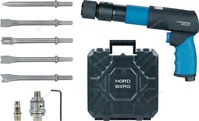 NORDBERG NP5070K пневмозубило 250 мм с набором из 5 насадок и быстросъёмным патроном, в кейсе