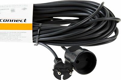 PROconnect 11-7114 Удлинитель-шнур ПВС 2х0,75, 10м, б/з, 6А, 1300Вт, IP20, черный (Сделано в России) PROconnect