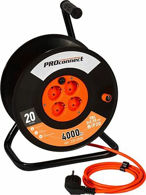 PROconnect 11-7612 Удлинитель силовой на катушке 4 гнезда с/з 20м 3х2,5мм² PROconnect