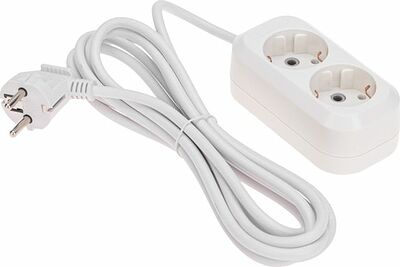 PROconnect 13-4203 Удлинитель 2 гнезда, 3м, 3х0,75мм², с/з, белый PROconnect