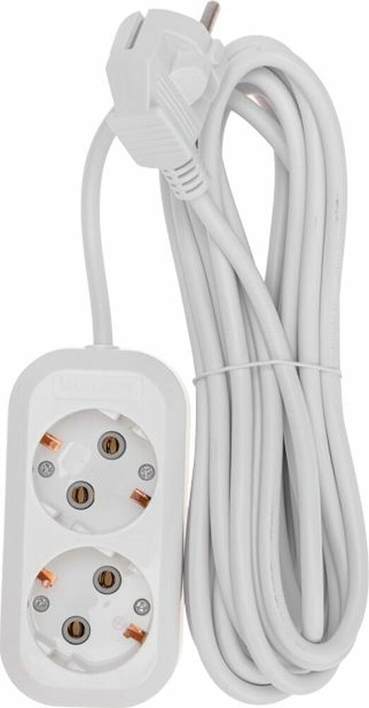 PROconnect 13-4204 Удлинитель 2 гнезда, 5м, 3х0,75мм², с/з, белый PROconnect