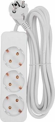 PROconnect 13-4209 Удлинитель 3 гнезда, 3м, 3х0,75мм², с/з, белый PROconnect