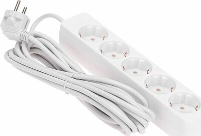 PROconnect 13-4213 Удлинитель 5 гнезд, 5м, 3х0,75мм², с/з, белый PROconnect