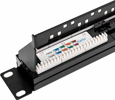 REXANT 02-0031 Панель коммутационная с кабельным органайзером 19 quot;, 1U, 24 порта, UTP, RJ-45, CAT 5e REXANT PRO