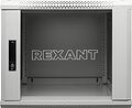 REXANT 04-0966-111 Настенный шкаф 19 quot; 9U 600×600×501 (ШxГxВ), дверь стекло, металлическая задняя стенка, боковые съемные стенки, RAL 7035 REXANT