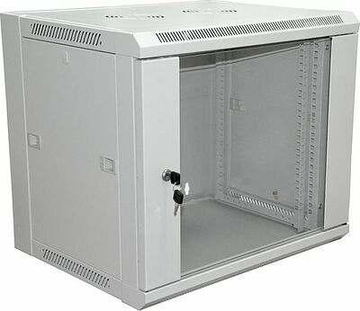 REXANT 04-2200 Шкаф настенный 19 quot; 6U 600×450×370мм (ШxГxВ) - передняя дверь стекло, боковые стенки съемные (разобранный), RAL 7035 REXANT PRO