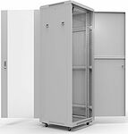 REXANT 04-2304 Шкаф напольный 19 quot; 47U 600х600мм, передняя дверь стекло, задняя дверь металл, RAL 7035 REXANT