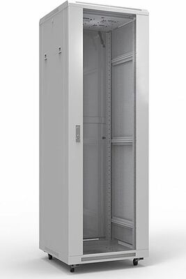 REXANT 04-2306 Шкаф напольный 19 quot; 42U 600х800мм, передняя дверь стекло, задняя дверь металл, RAL 7035 REXANT