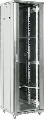 REXANT 04-3766-211 Напольный шкаф 19 quot; 37U 600×600×1832 (ШxГxВ), дверь стекло, металлическая задняя дверь, боковые съемные стенки, RAL 7035 REXANT