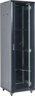 REXANT 04-4268-212 Напольный шкаф 19 quot; 42U 600×800×2054 (ШxГxВ), дверь стекло, металлическая задняя дверь, боковые съемные стенки, RAL 9005 REXANT