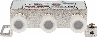 REXANT 05-6102 Делитель ТВх3 под F-разъем, 5-1000МГц, Silver (4 F-разъема в комплекте) REXANT